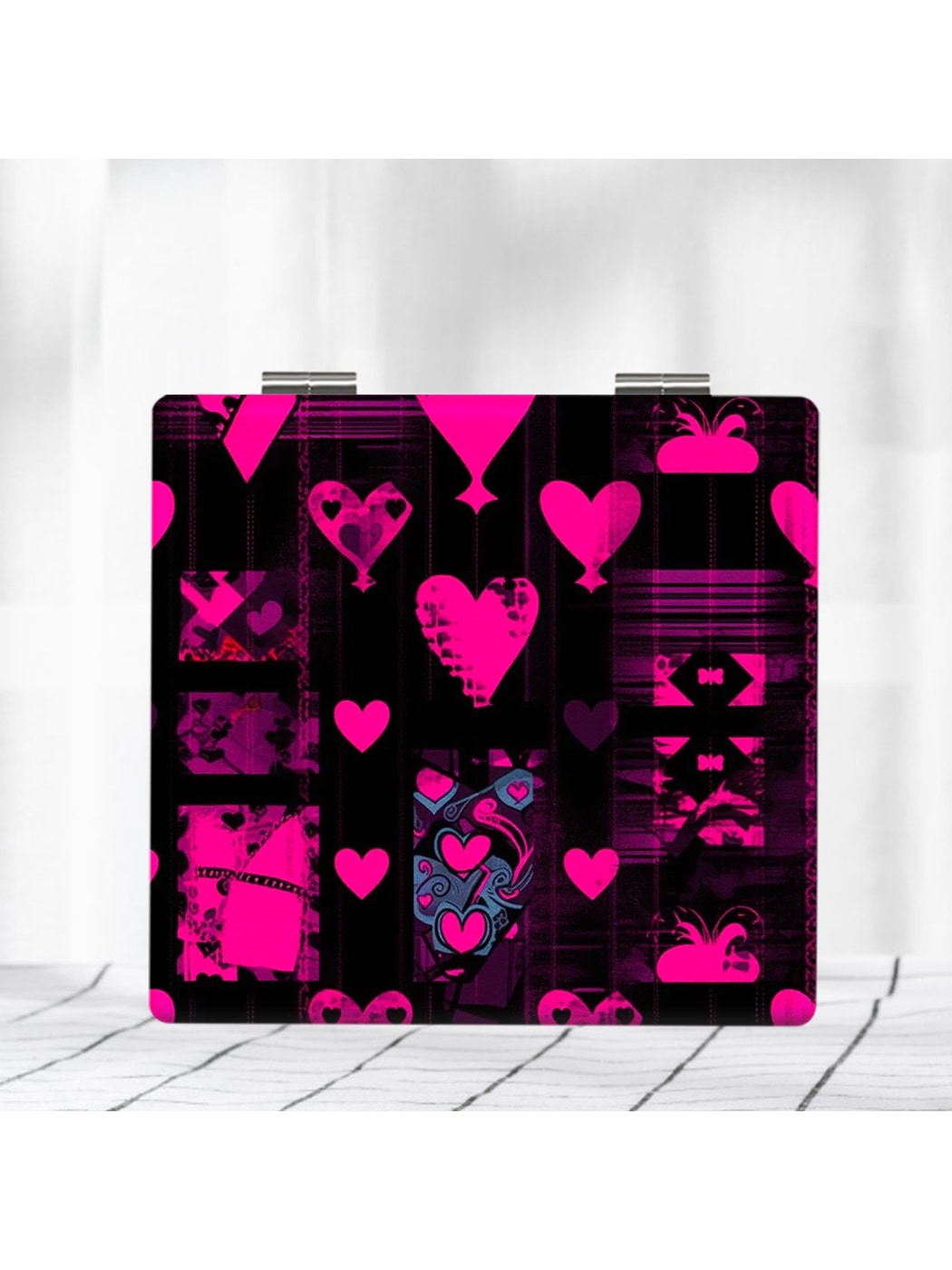 Mirroray - Square Y2K Heart Pattern Compact Folding Mirror