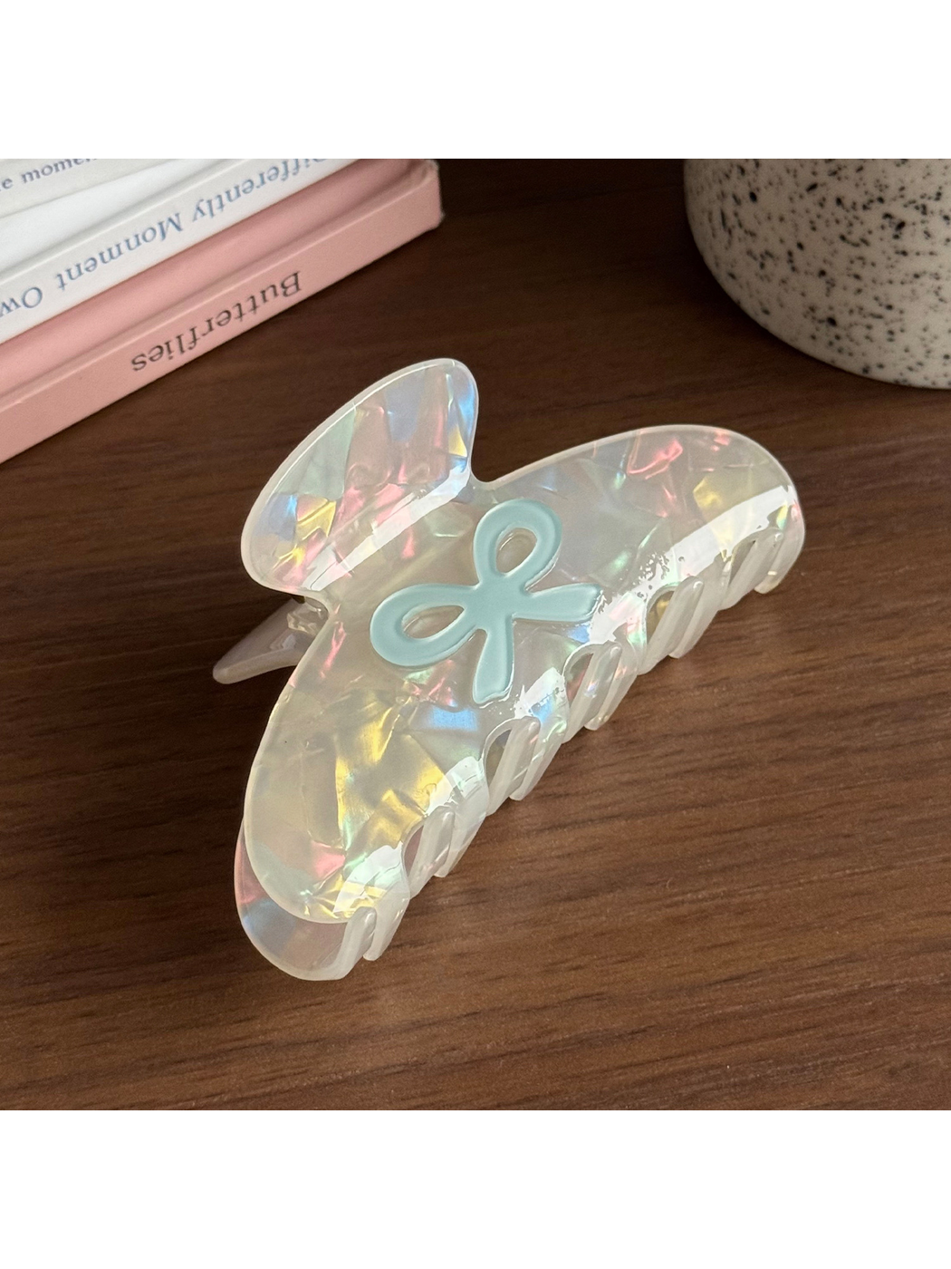 Beau - Iridescent Bow Acetate Claw Hair Clip