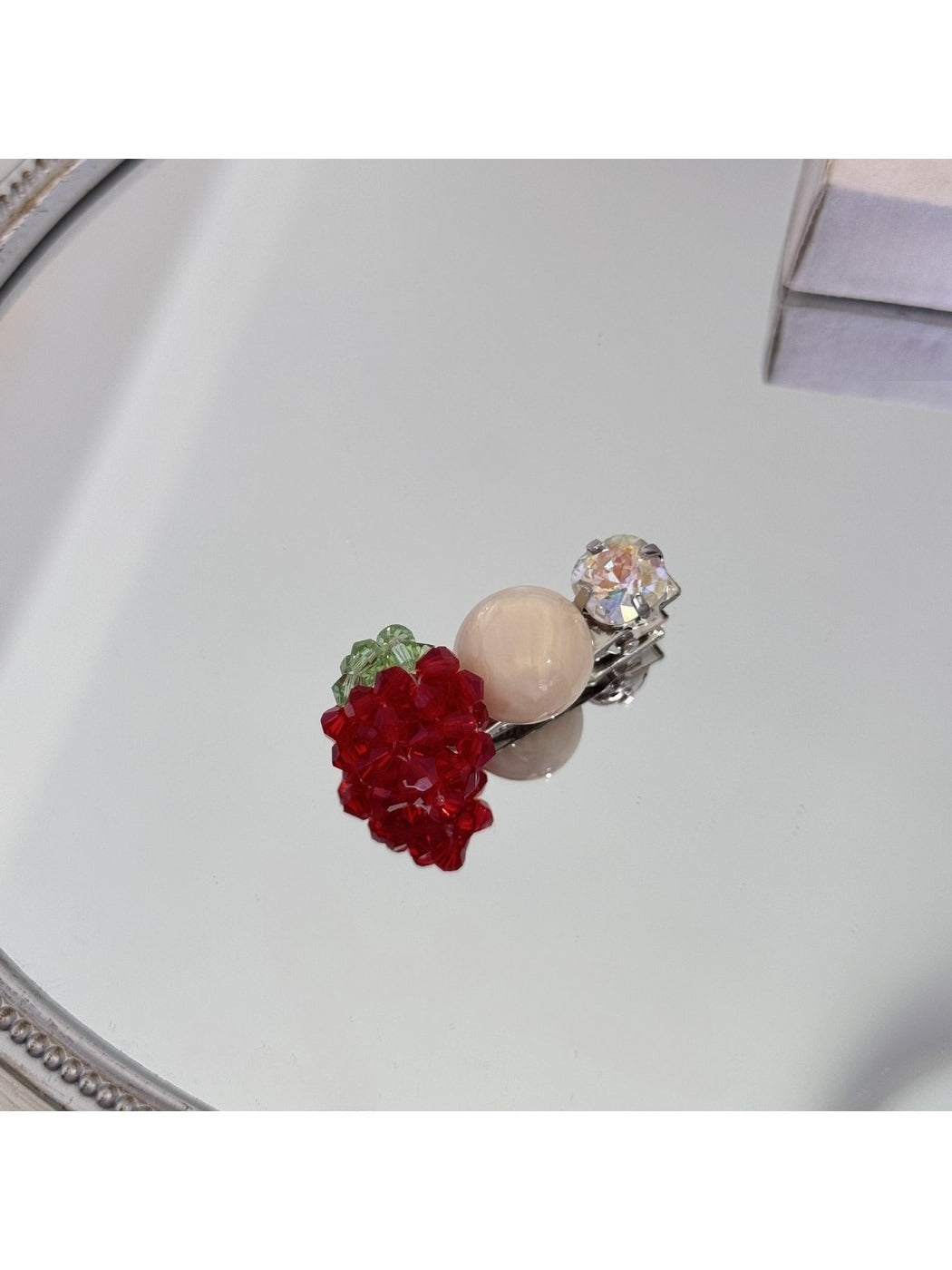 Beau - Strawberry Beaded Fruit Design Bang Hair Clip