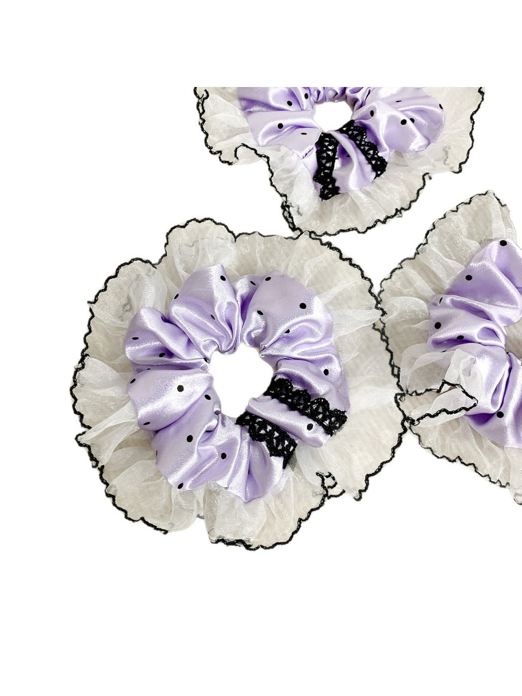 Gifty - Purple Lace Polka Dot Hair Ties