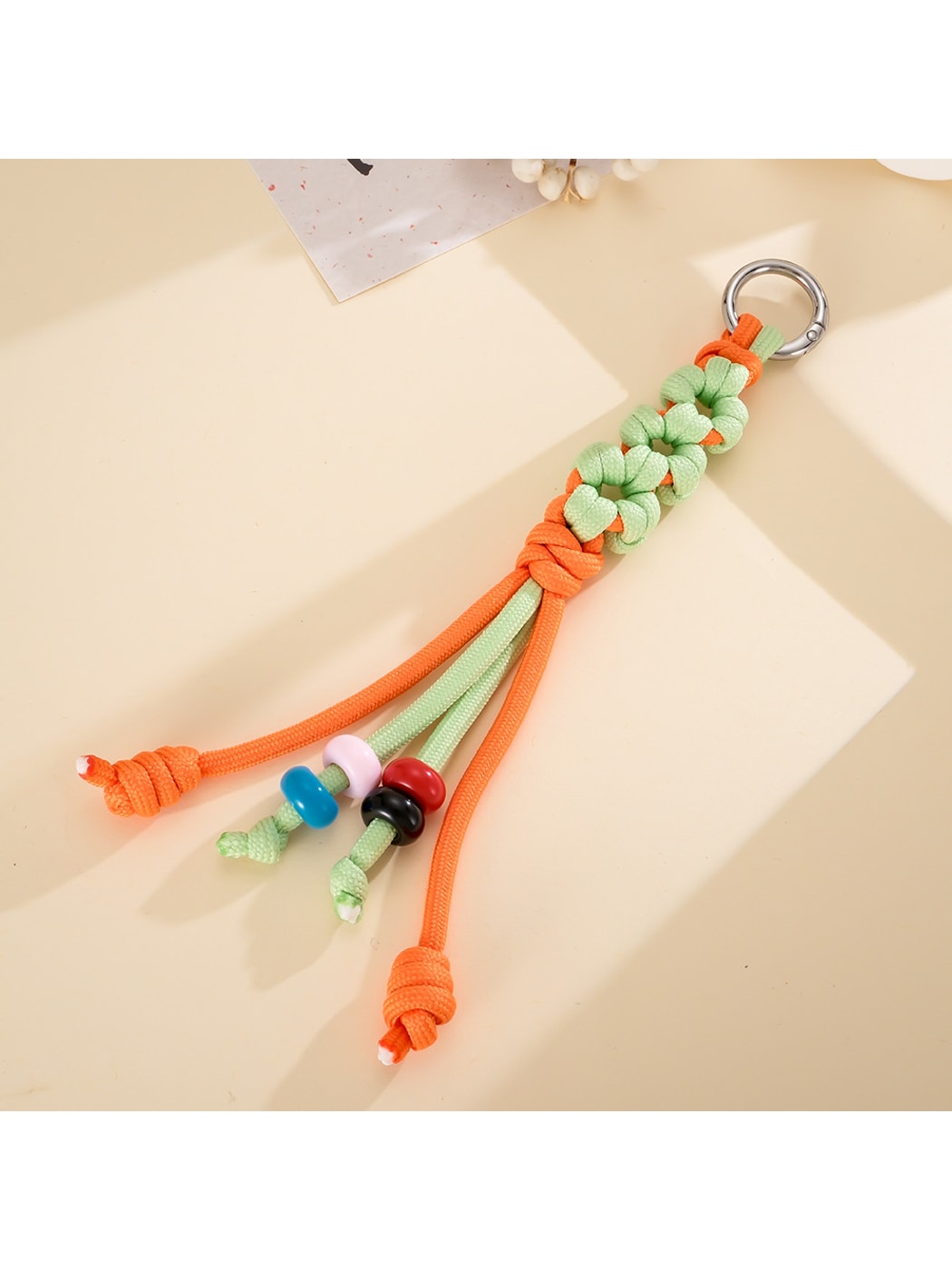 Keypus - Colorblock Floral Beaded Woven Bag Charm Keychain