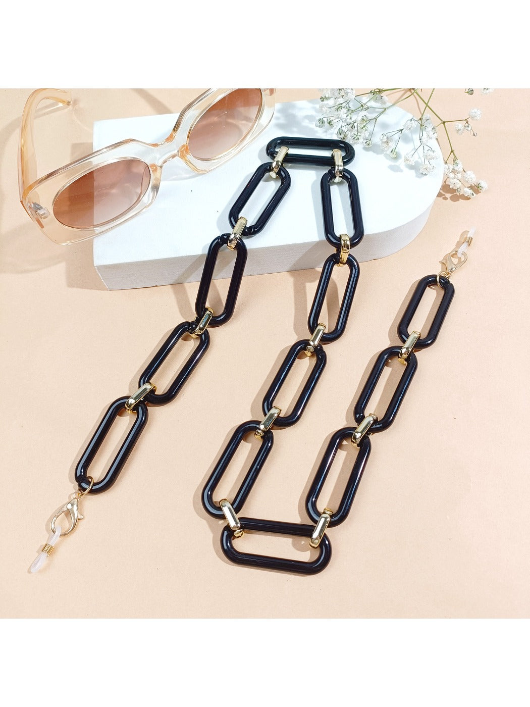 Velra - Minimalist Black Chain Style Eyeglass Strap