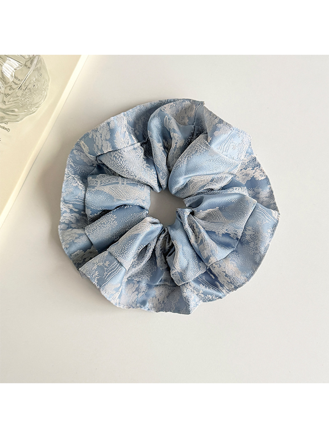 Gifty - Vintage Satin Ink Print Oversized Scrunchie