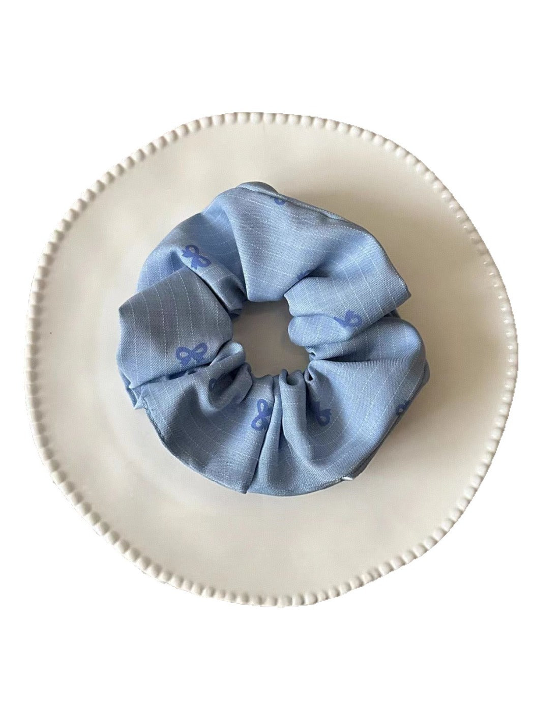 Gifty - Bow Print Scrunchie Striped Hair Tie