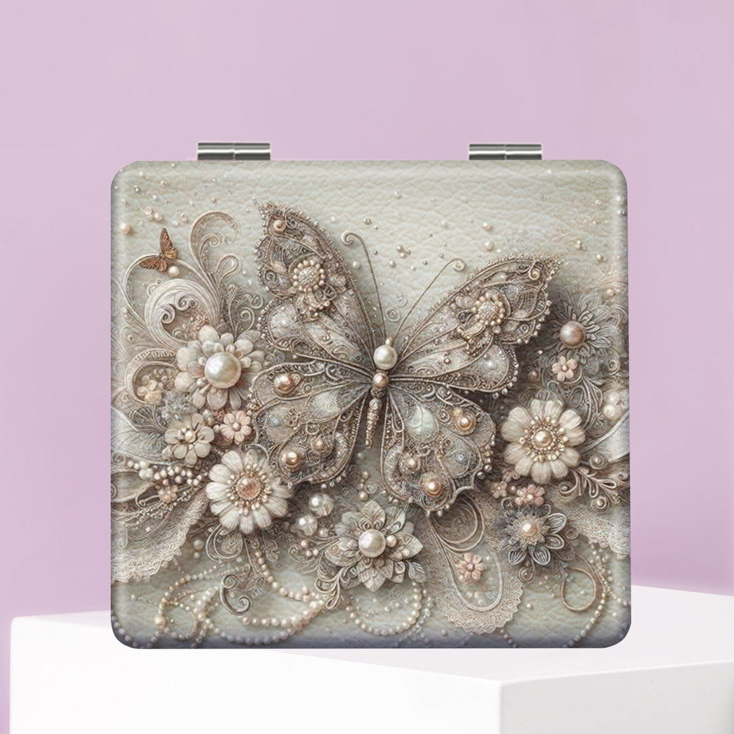 Mirroray - Butterfly Floral Folding Portable Makeup Mirror