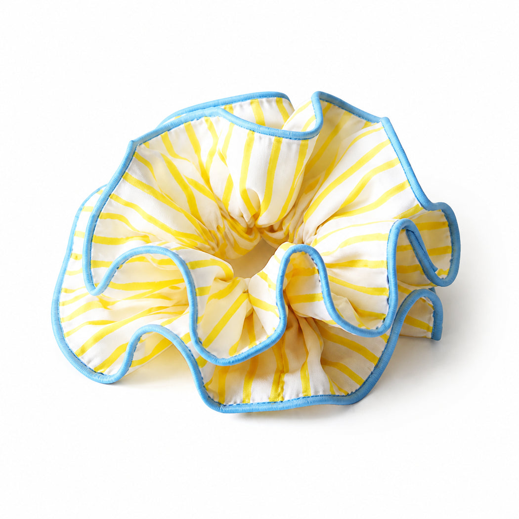 Clean image of one yellow stripe lace scrunchie variant