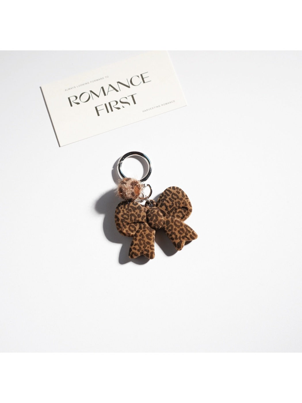 Keypus - Leopard Print Heart Shaped Bow Keychain