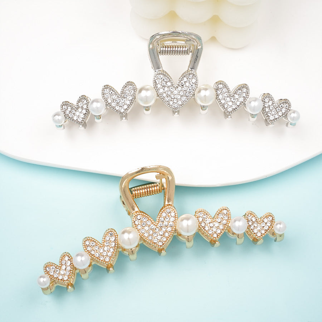 Beau - Heart-Motif Beaded Hair Claw