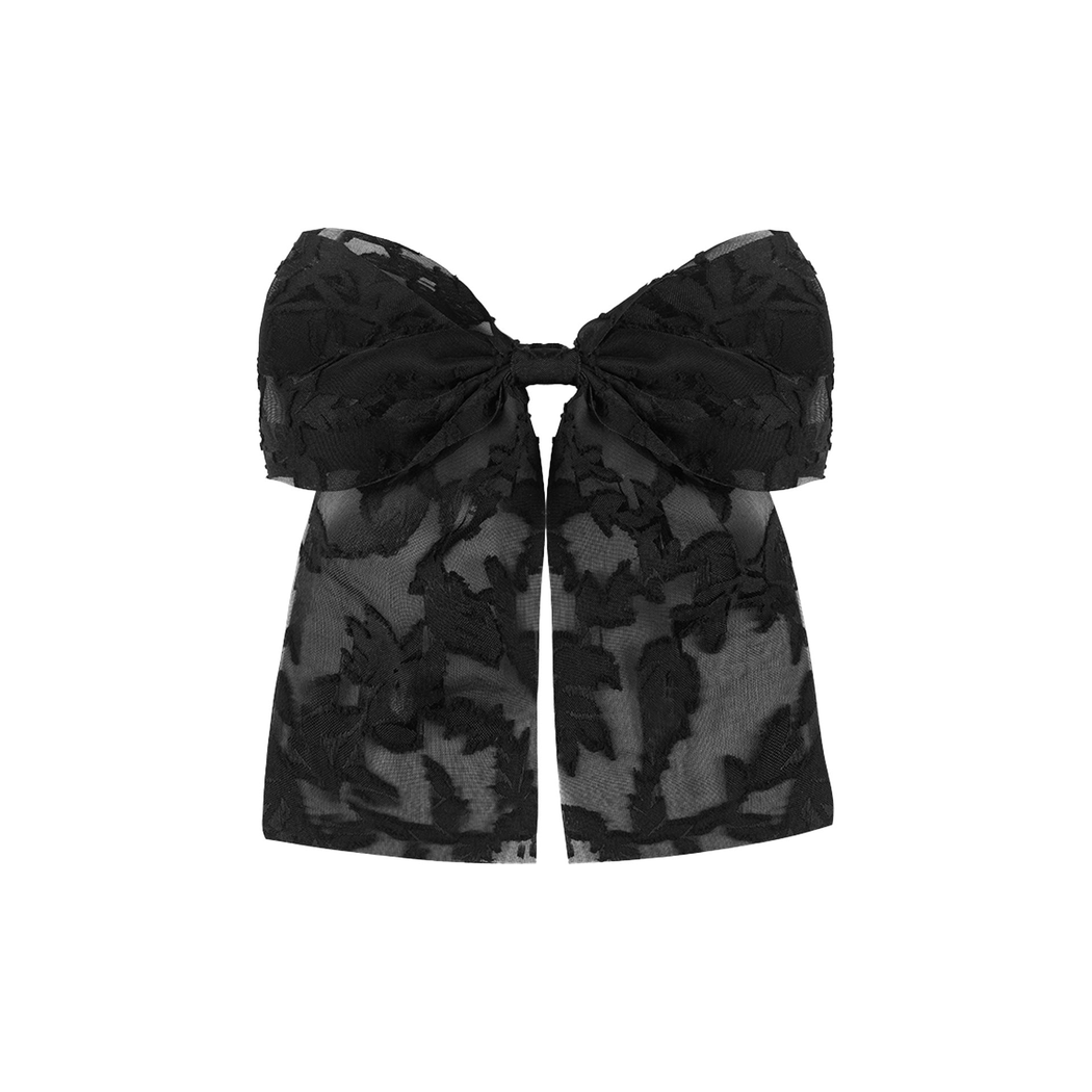 Beau - Floral Long-Tail Bow Barrette