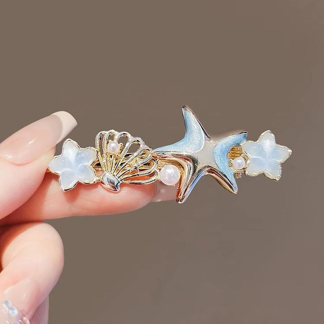 Beau - Blue Marine-Motif Barrette
