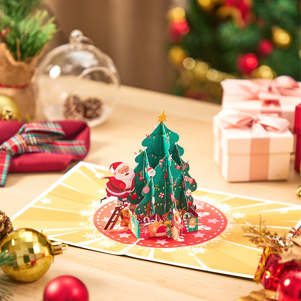 Carduria - Christmas Santa Tree 3D Pop-Up Greeting Card