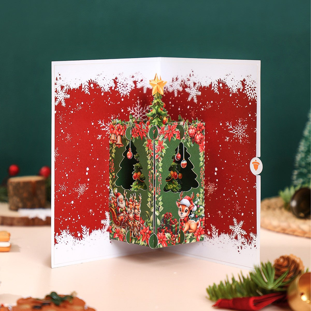 Carduria - Christmas Reindeer Tree 3D Pop-Up Greeting Card