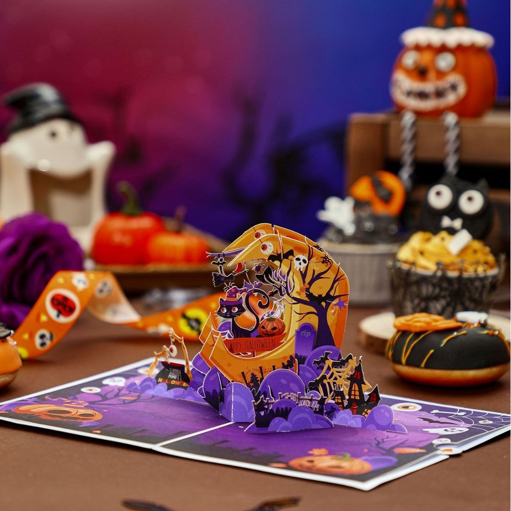 Carduria - Halloween Crescent Moon 3D Pop-Up Greeting Card