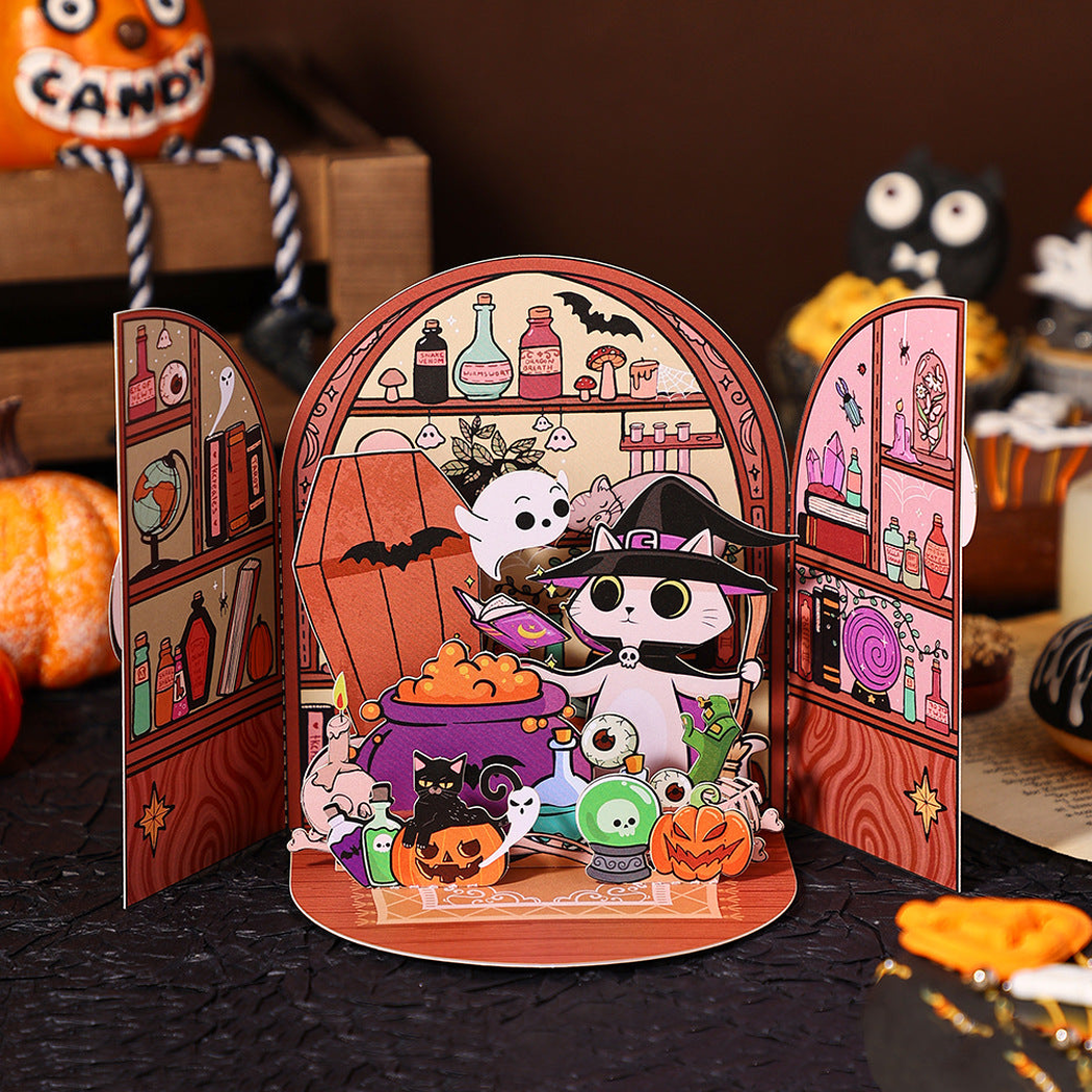 Carduria - Halloween Potion Cat 3D Pop-Up Greeting Card