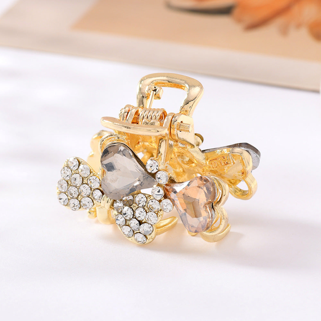 Beau - Bow Motif Heart-Shaped Accents Hair Claw
