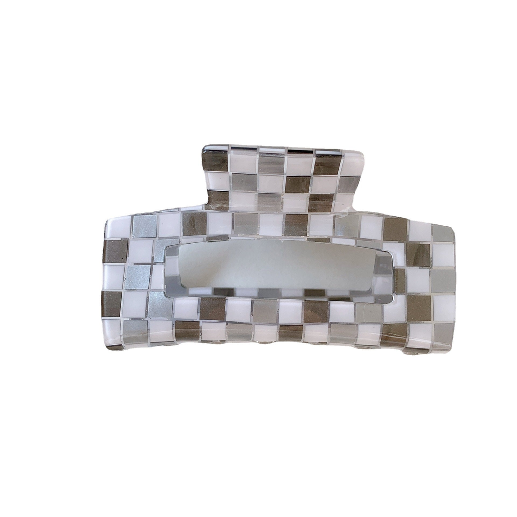 Beau - Checker-Pattern Two-Tone Hair Claw