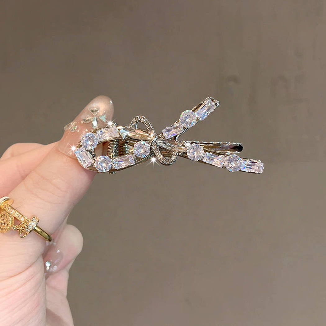 Beau - Bow Motif Faceted Accent Hair Clip