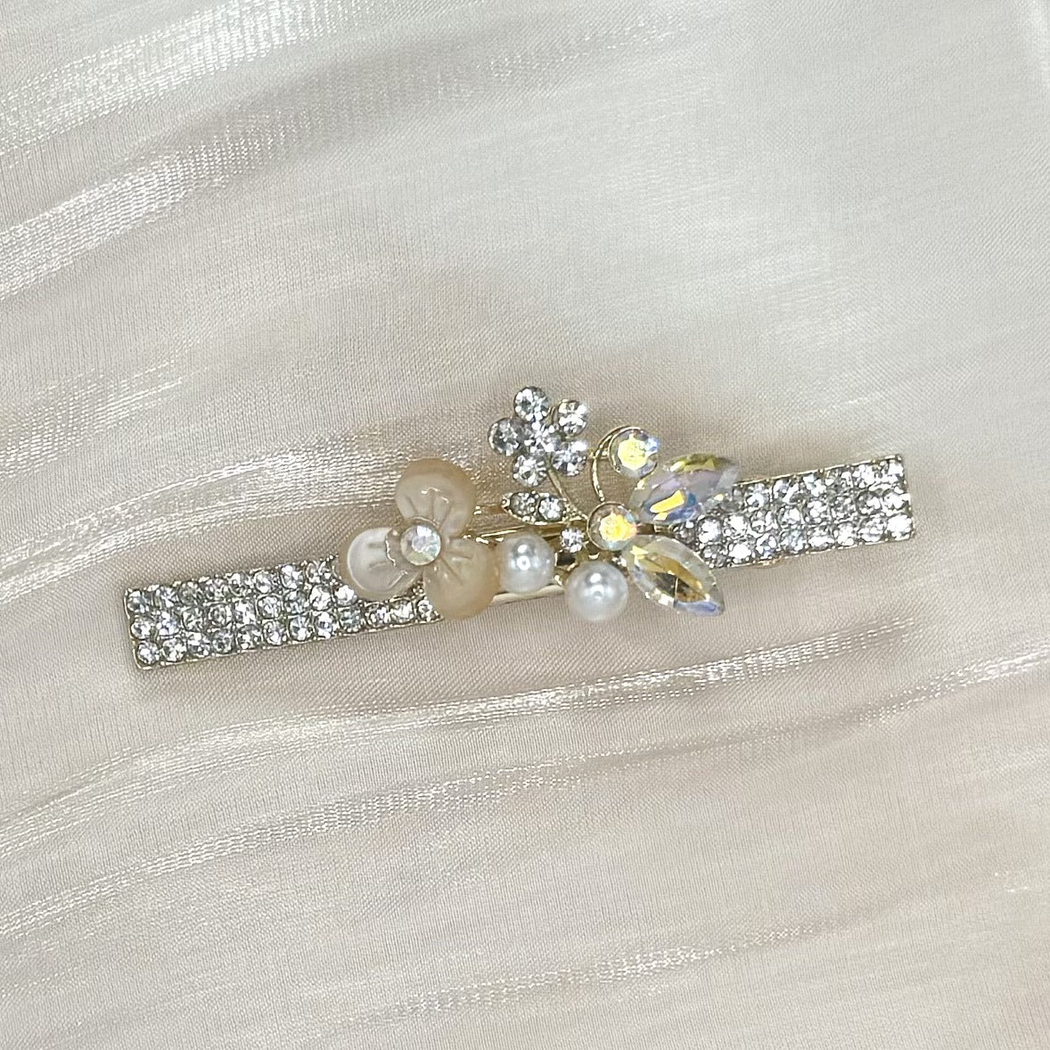 厂家跨境热销水晶满钻猫眼鸭嘴夹高级感新娘后脑勺半扎盘发刘海夹