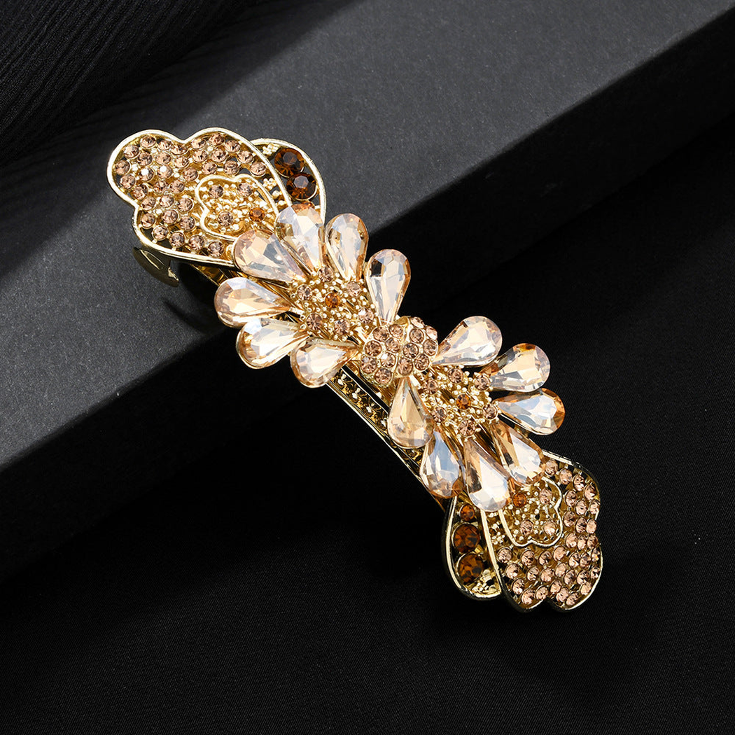 Beau - Twin Daisy Scalloped Fan Spring Barrette