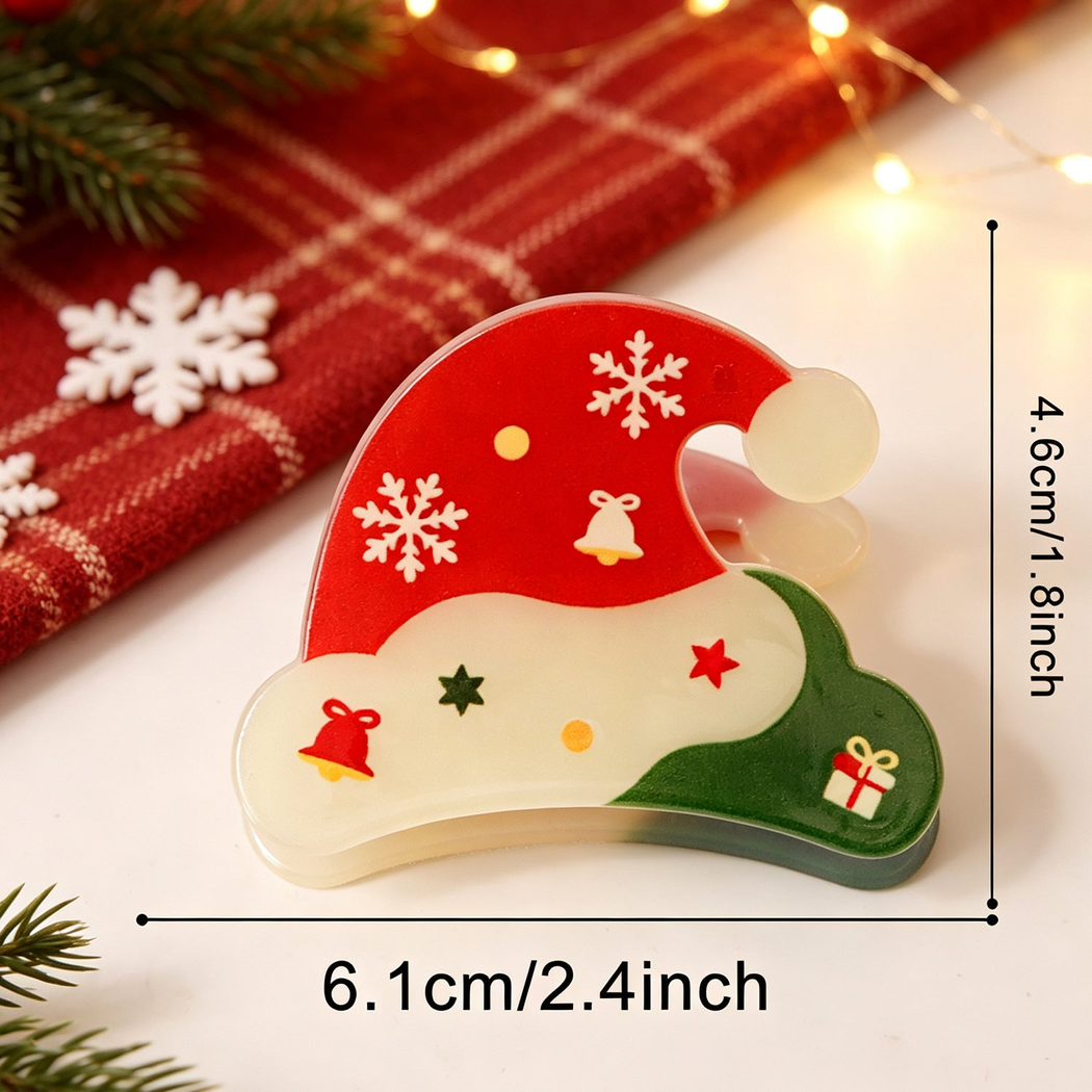 Beau - Christmas Scene Red-Pastel Palette Claw Clip