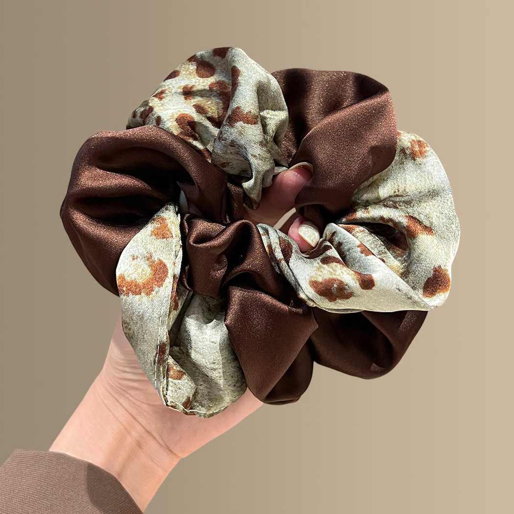 Gifty - Leopard Pattern Layered Double-Ring Scrunchie