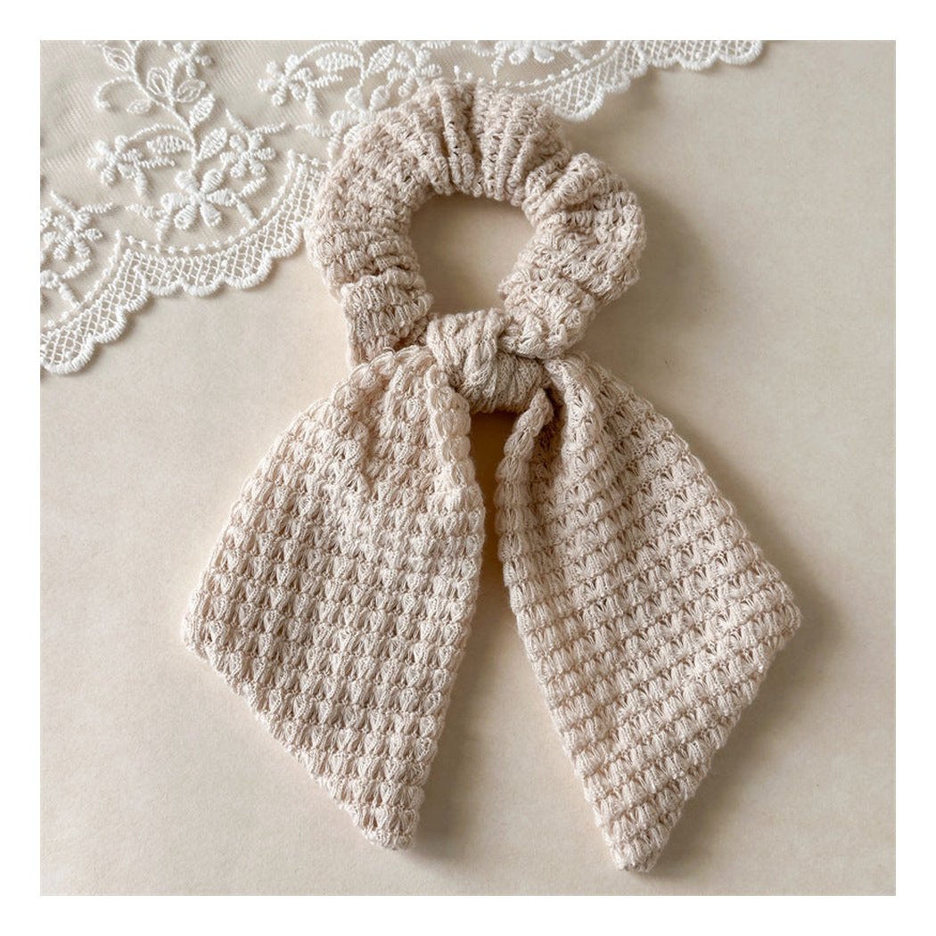 Gifty - Openwork Knit Wide Bow-Tail Scrunchie