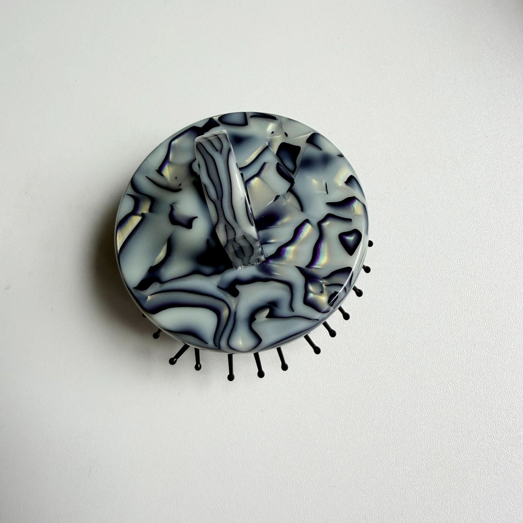 Camerow - Striped Pattern Round Cushion Form Hair Comb
