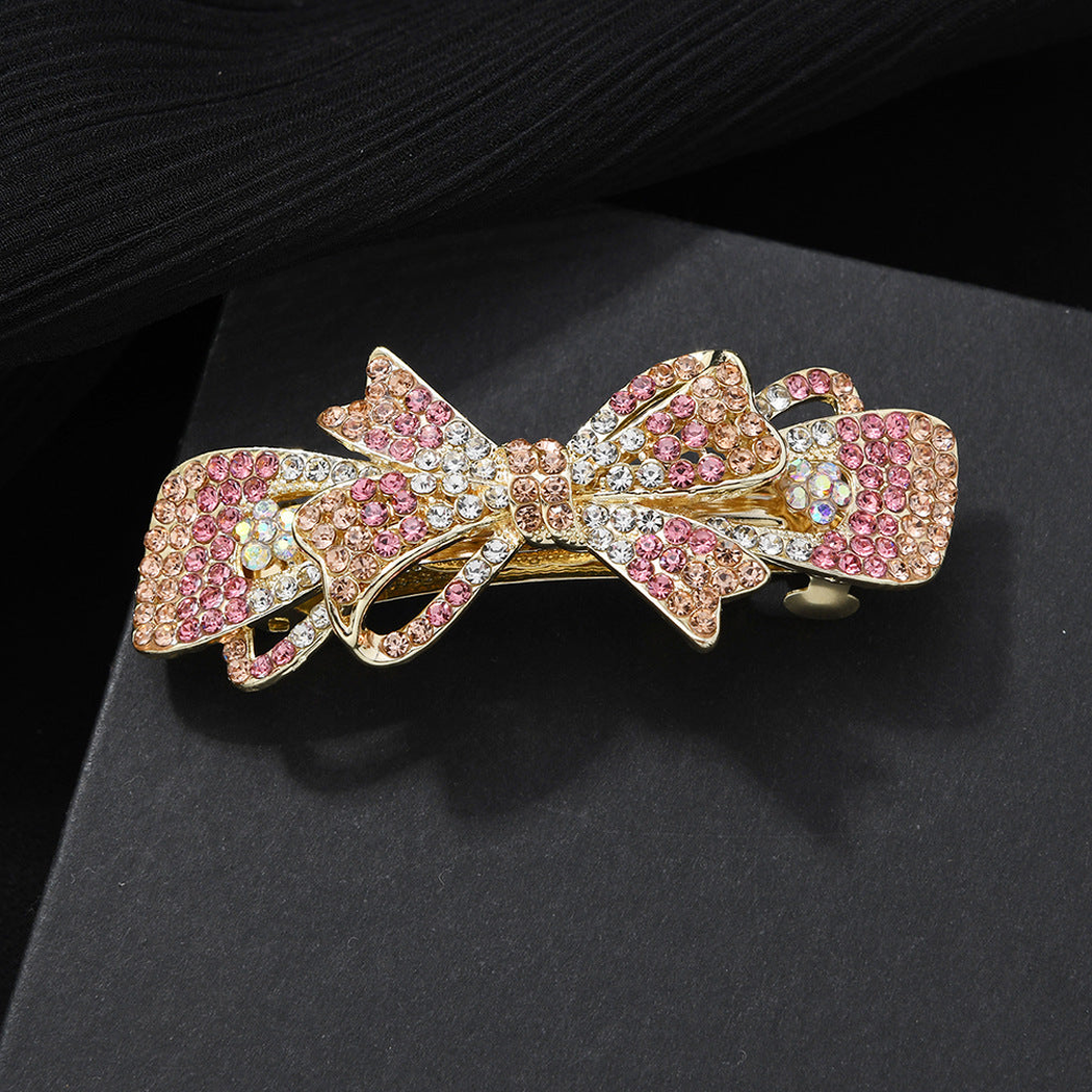 Beau - Sparkling Double-Bow Contour-Bar Barrette
