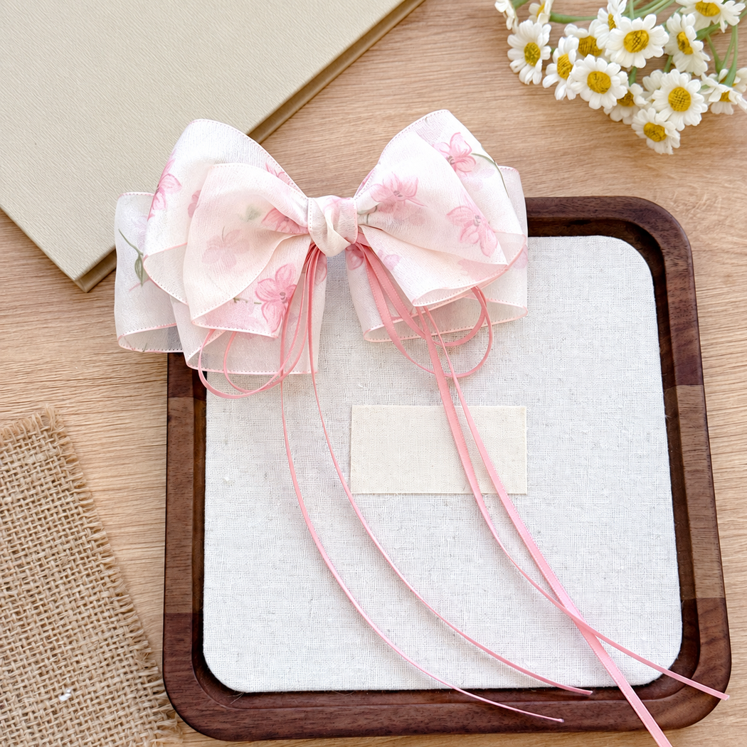 Beau - Blush Floral Multi-Style Bow Hair Clip