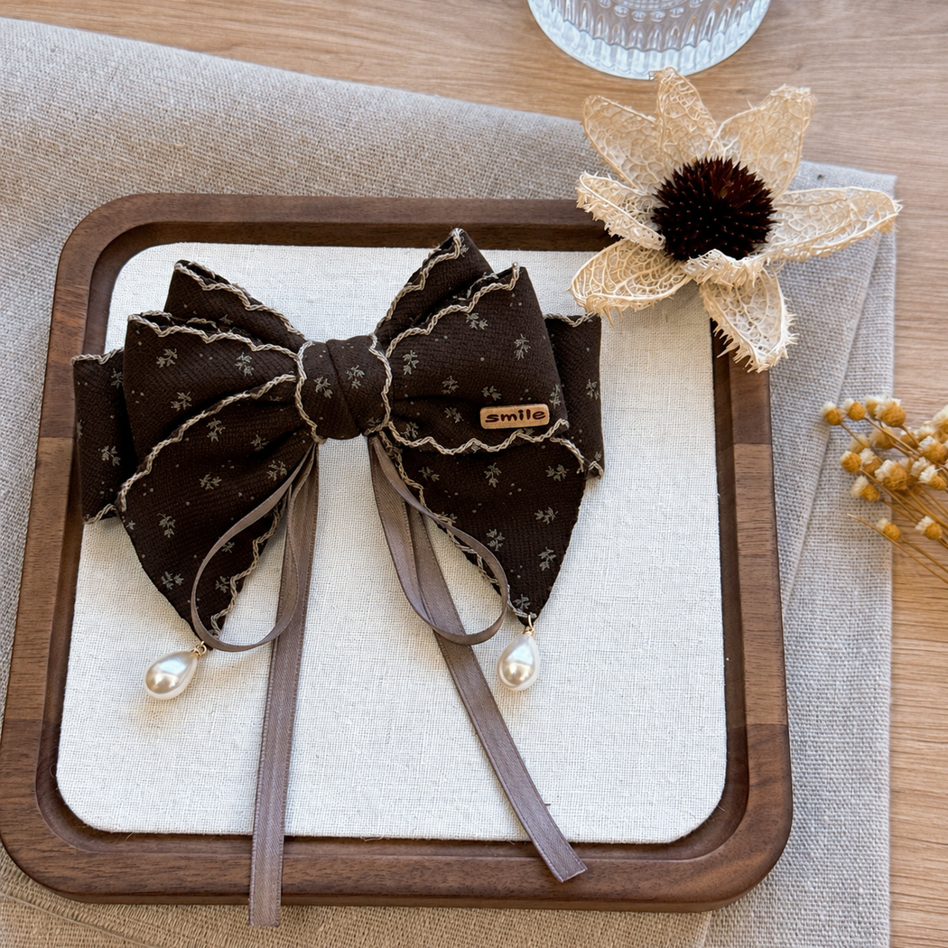 Beau - Mini Floral Long-Tail Bow Hair Clip