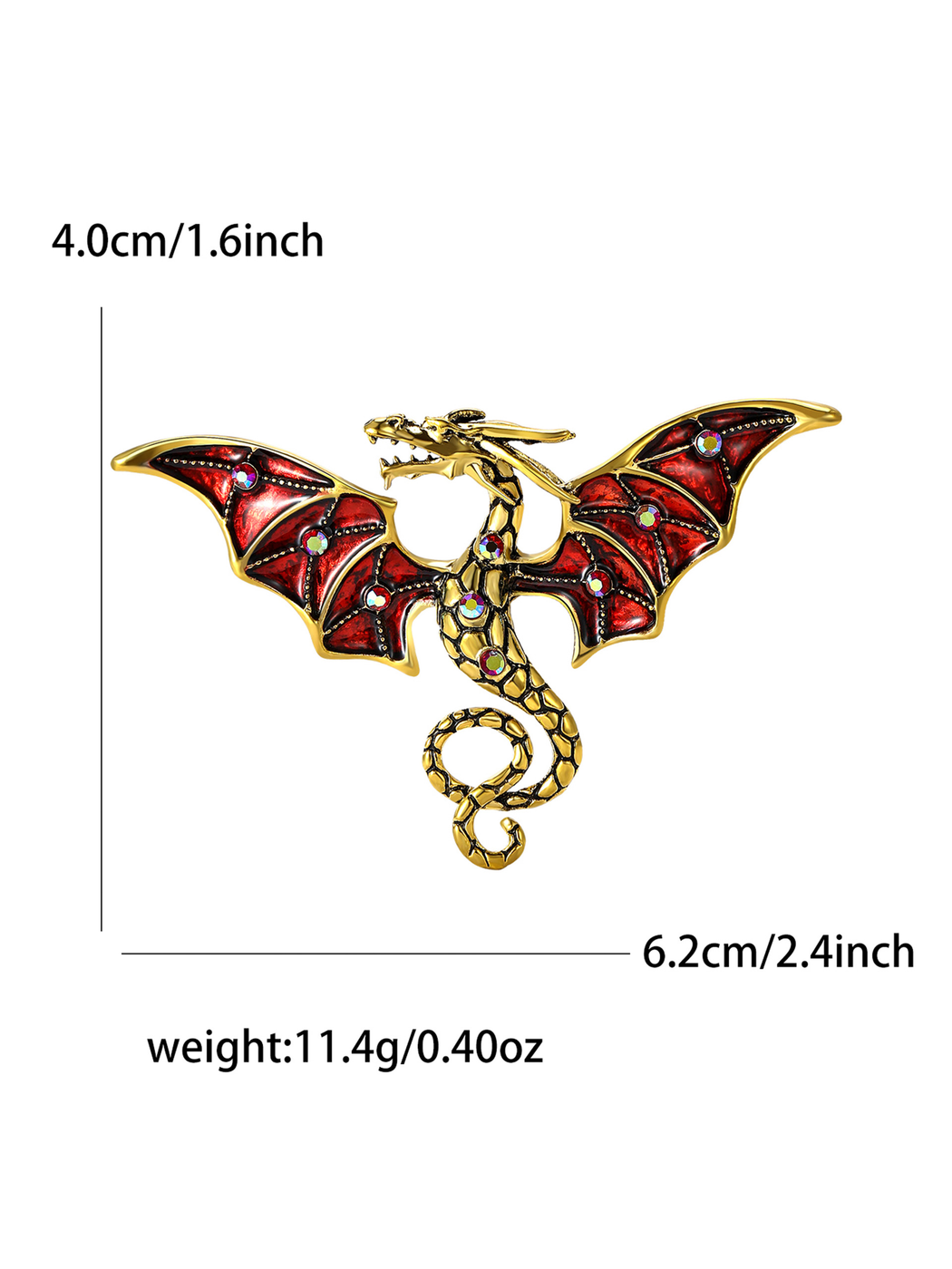 Brovia - Rhinestone Dragon Curled Tail Brooch Pin