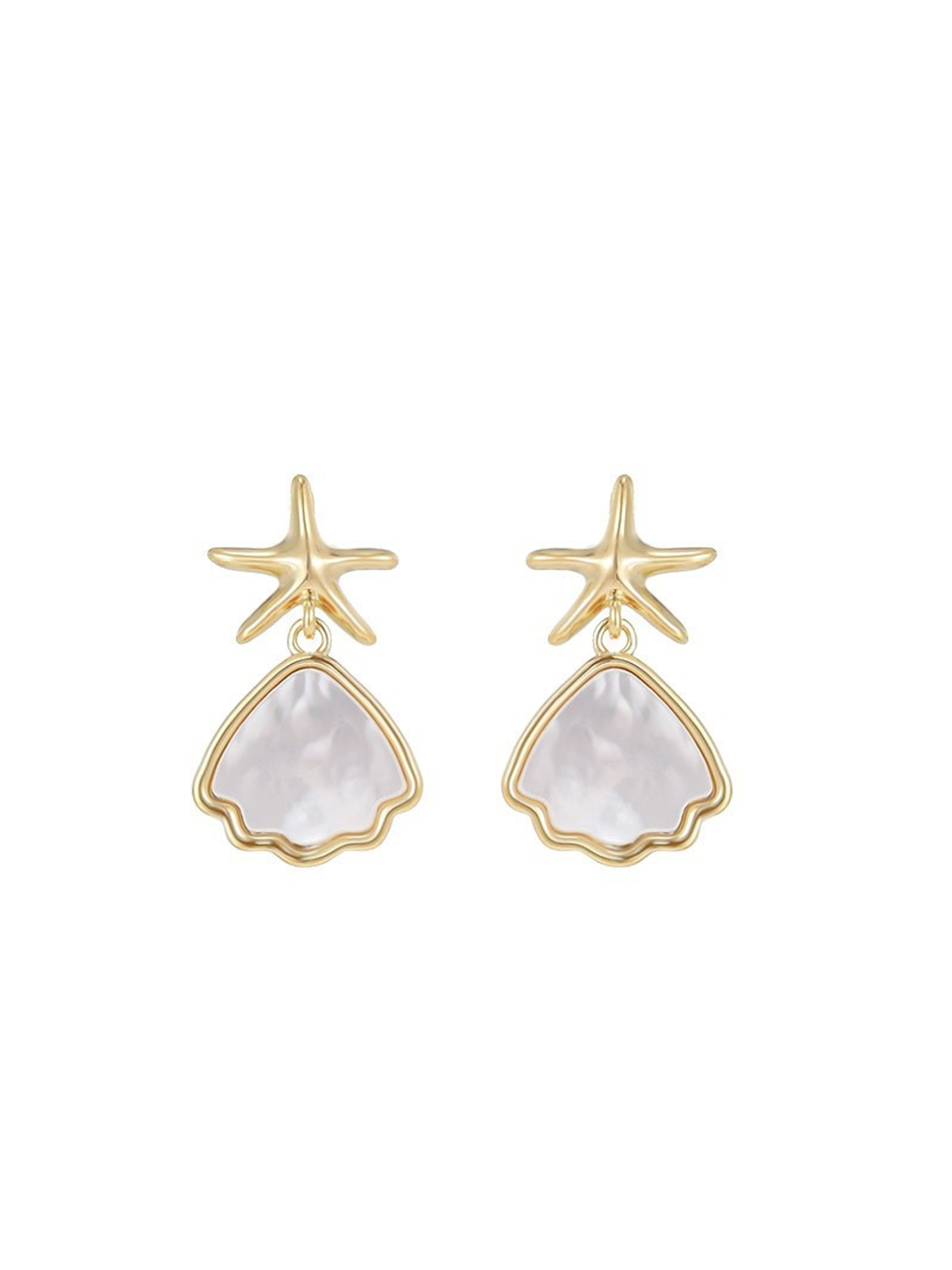 Earedge - Star Drop Fan Shape Stud Earrings