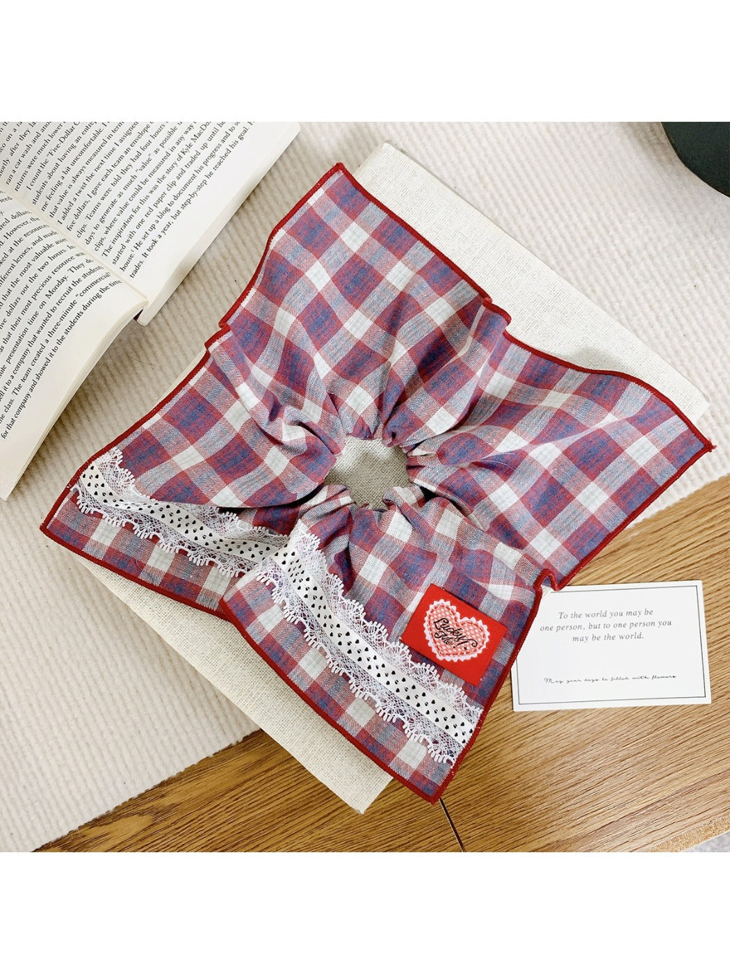 Gifty - Sweet Purple Checkered Scrunchie