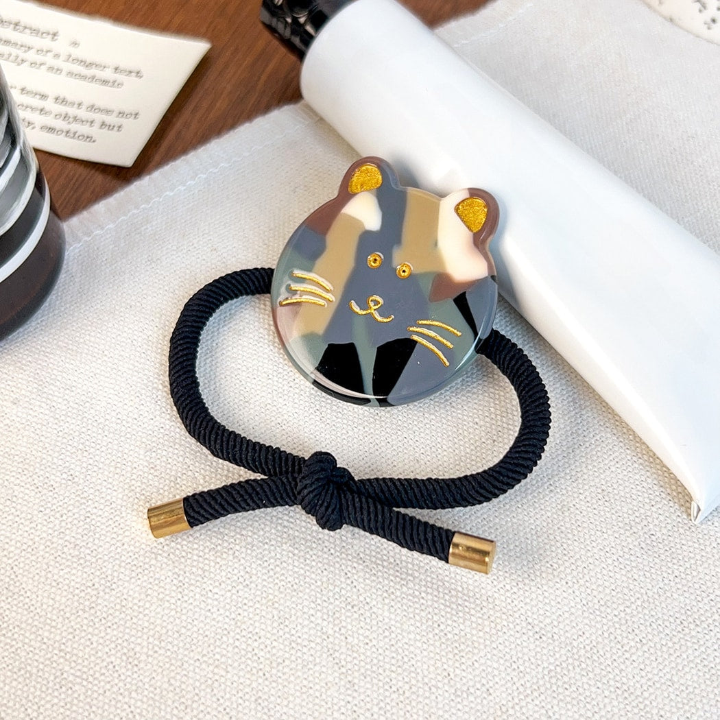 Gifty - Round Disc Cat Motif High Elasticity Hair Tie