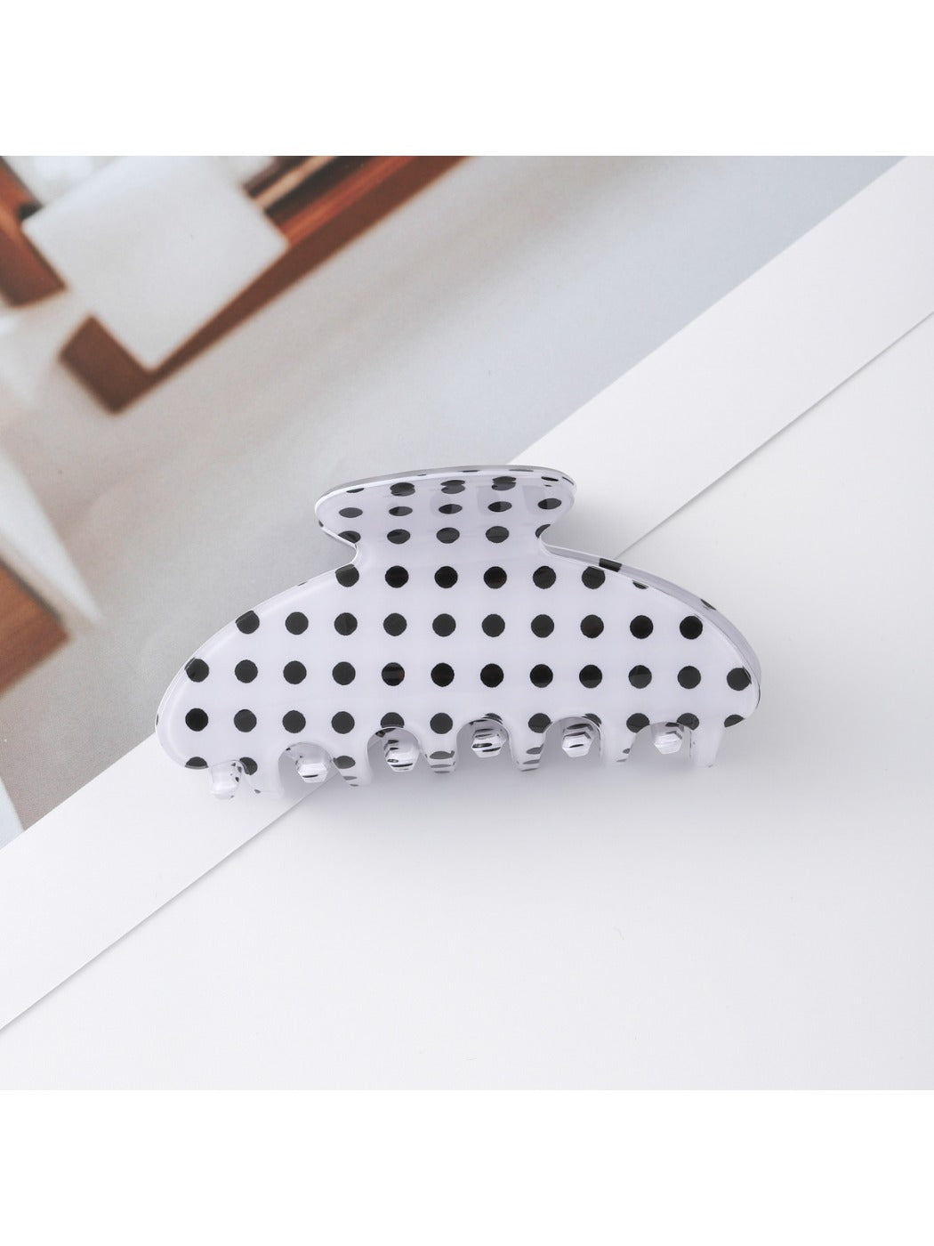 Beau - Retro Polka Dot Half Moon Claw Clip