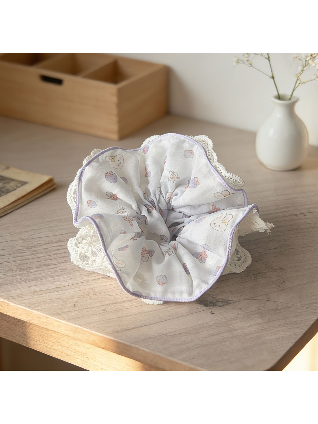 Gifty - Ruffled Lace Strawberry Hair Scrunchie