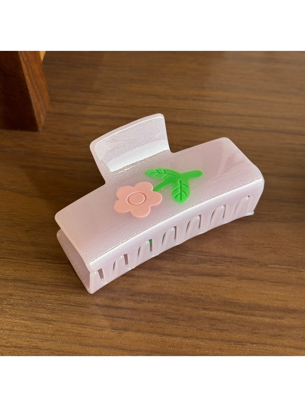 Beau - Floral Rectangular Acetate Claw Clip