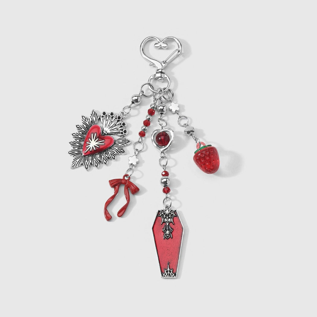 Keypus - Pink Halloween Heart and Coffin Design Keychain