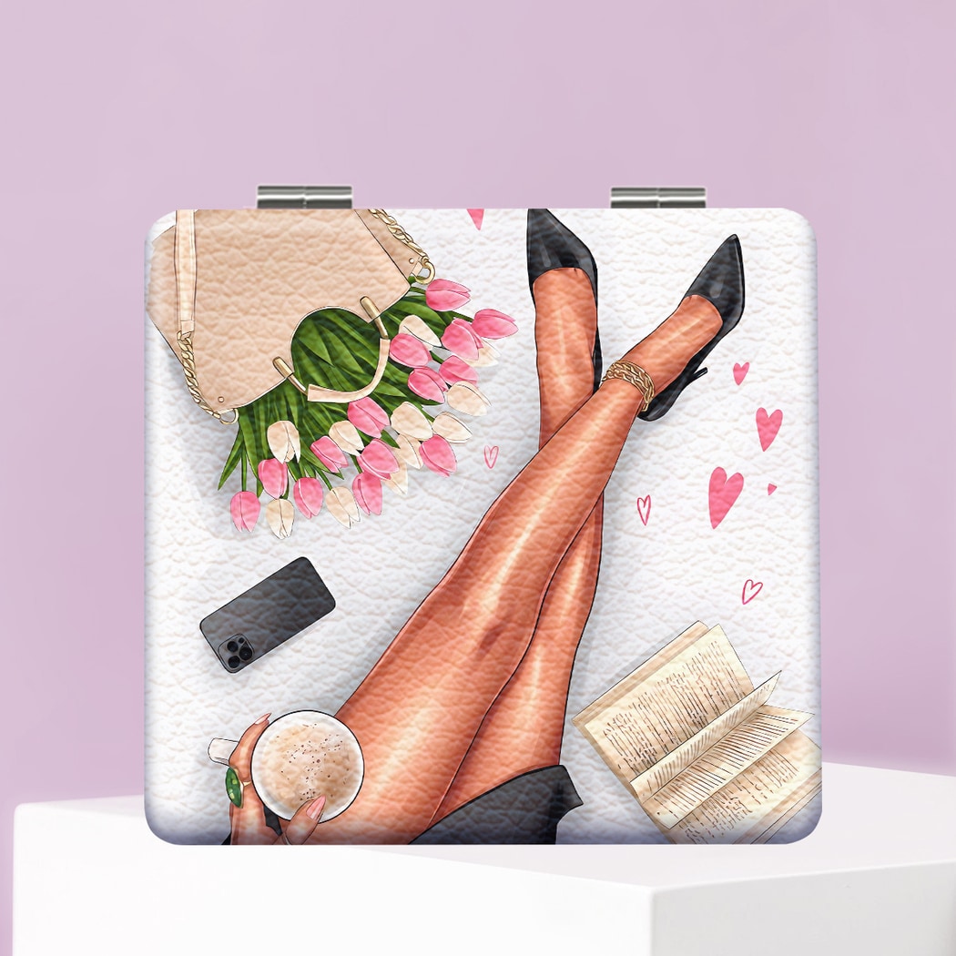 Mirroray - Cartoon Print Portable Touch-Up Makeup Mirror