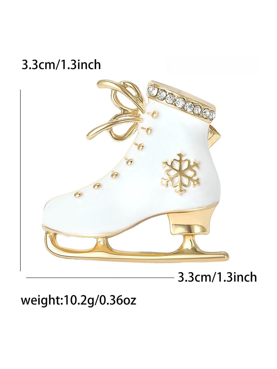 Brovia - Enamel Ice Skate Snowflake Detail Brooch