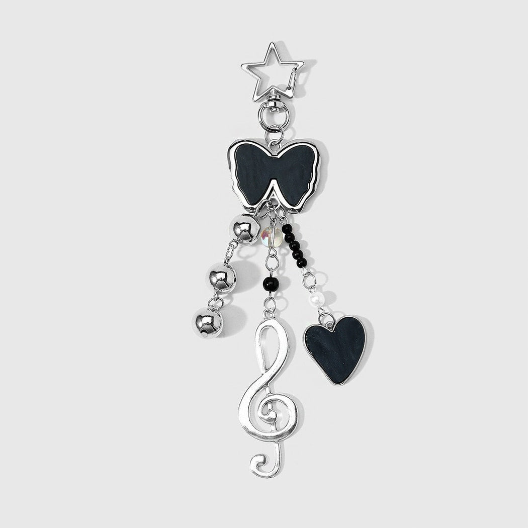 Keypus - Retro Silver Black Guitar Keychain