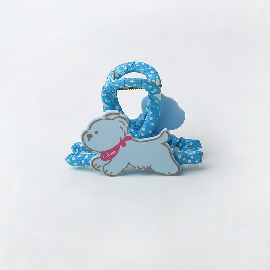 Beau - Polka Dot Wrapped Dog Motif Acrylic Claw Clip