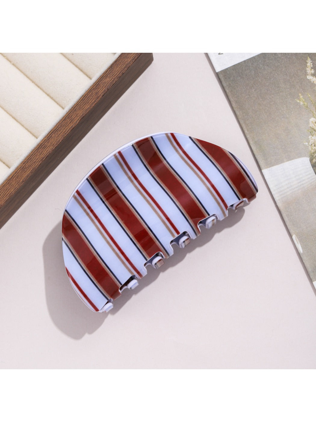 Beau - Blue Brown Stripes Claw Clip