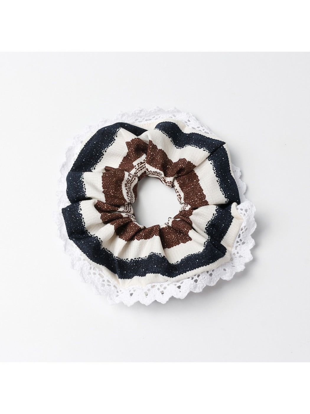 Gifty - Striped Lace Trim Scrunchie