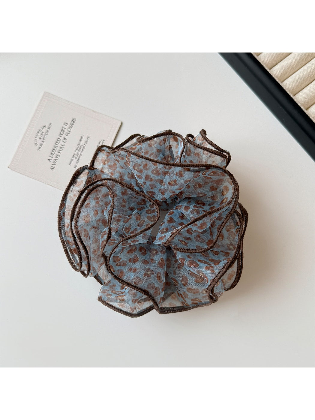 Gifty - Printed Four-Layer Mesh Ruffled Hair Scrunchie
