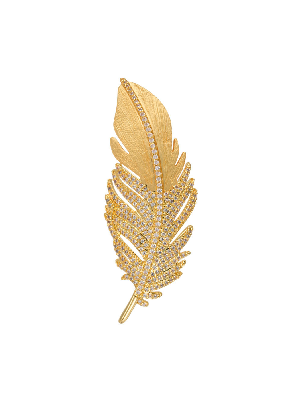 Brovia - Plated Alloy Feather Design Detail Brooch