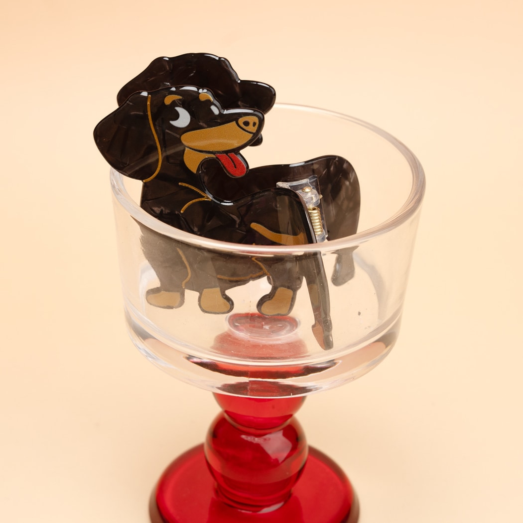 Beau - Black Cartoon Dog PVC Claw Clip