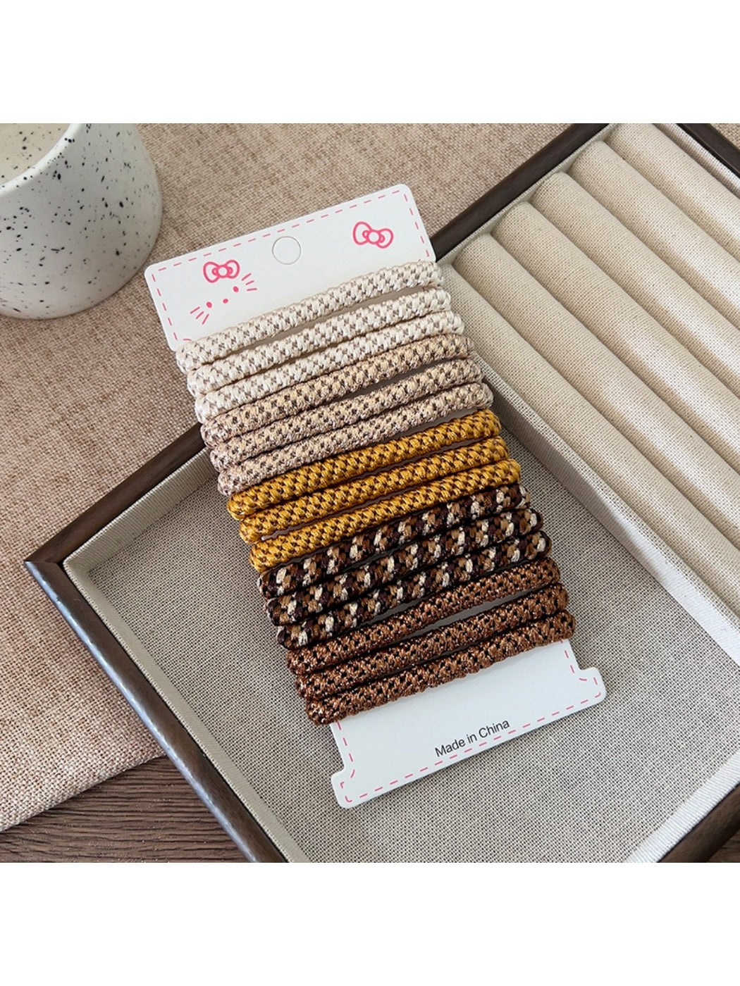 Gifty - Minimalist Braided Hair Ties Set Thick Scrunchies