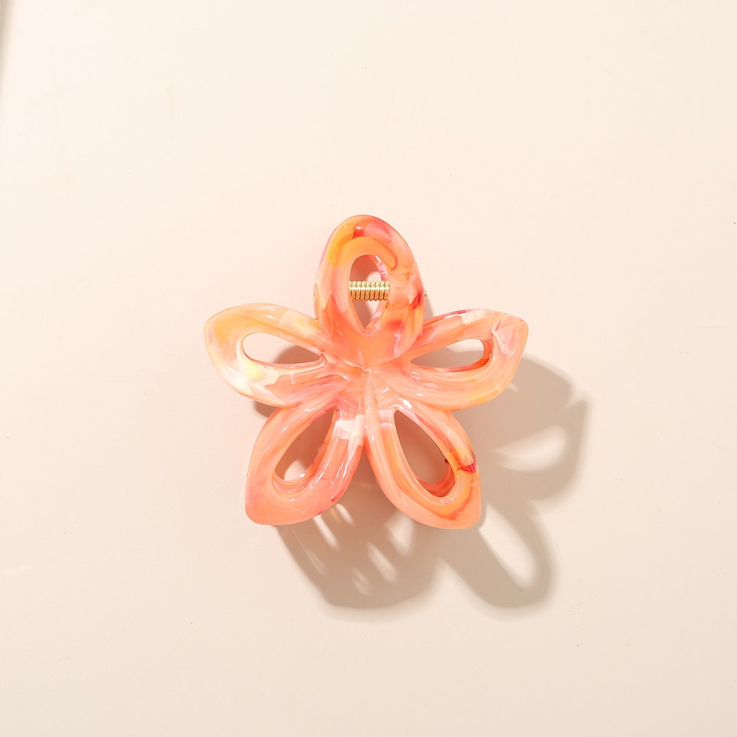 Beau - Marbled PS Alloy Flower Shape Women's Claw Clip