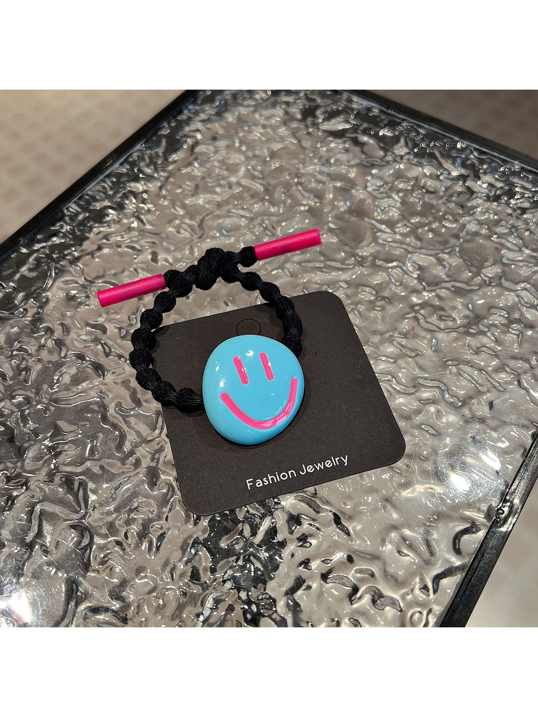 Gifty - Playful Smiley Face Elastic Ponytail Hair Tie